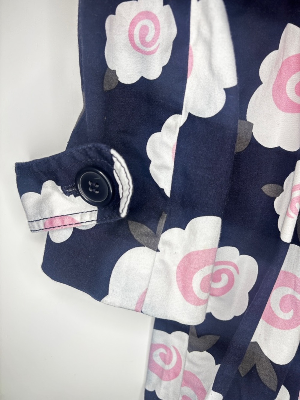 Navy Blue Floral Button Trench Coat from W Work To Weekend -L- - Picture 6 of 13